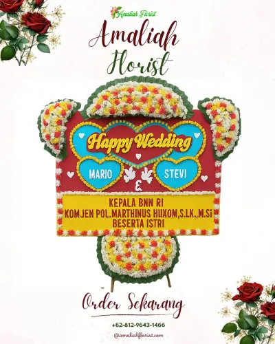 Karangan Papan Bunga Pernikahan di Cirangrang